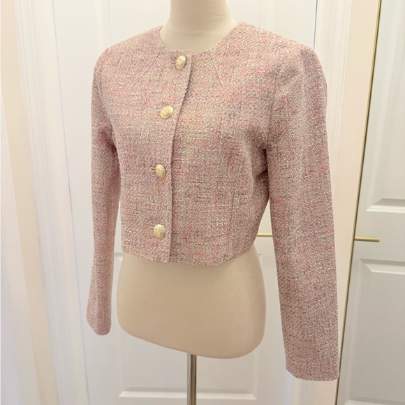 TED BAKER NWT PINK TWEED CROPPED BLAZER 3 - Picture 11 of 13